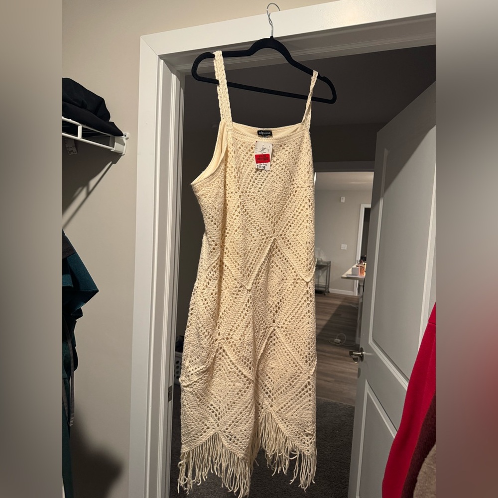 NWT Kings Road Anthropologie Crochet Fringe Dress in Size 2XL Boho